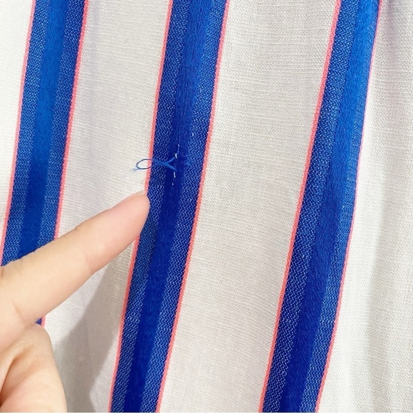 JOULES Orielle Linen Blend Midi Skirt White Blue Stripe NEW Coastal Size 2 - Picture 10 of 16